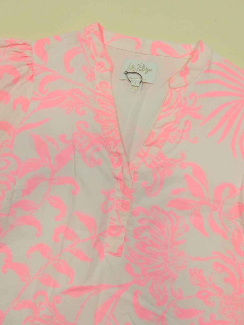 Lilly Pulitzer Mialeigh Linen Lagoon Dress Womens 4 Pink White Popover